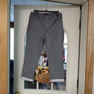 New Mario Serrani Italy Navy Diamond  Comfort Stretch Cuff Capri Women's M